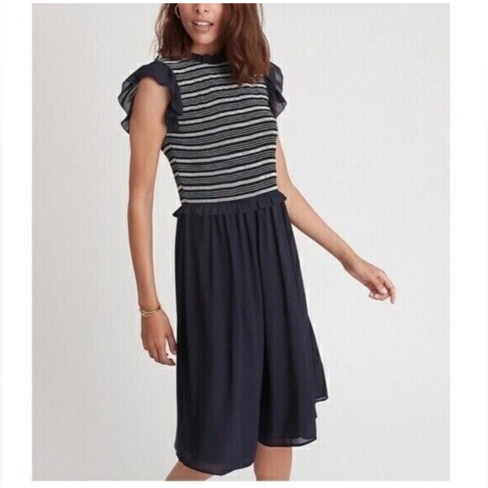Ann Taylor Black and White Striped Dress